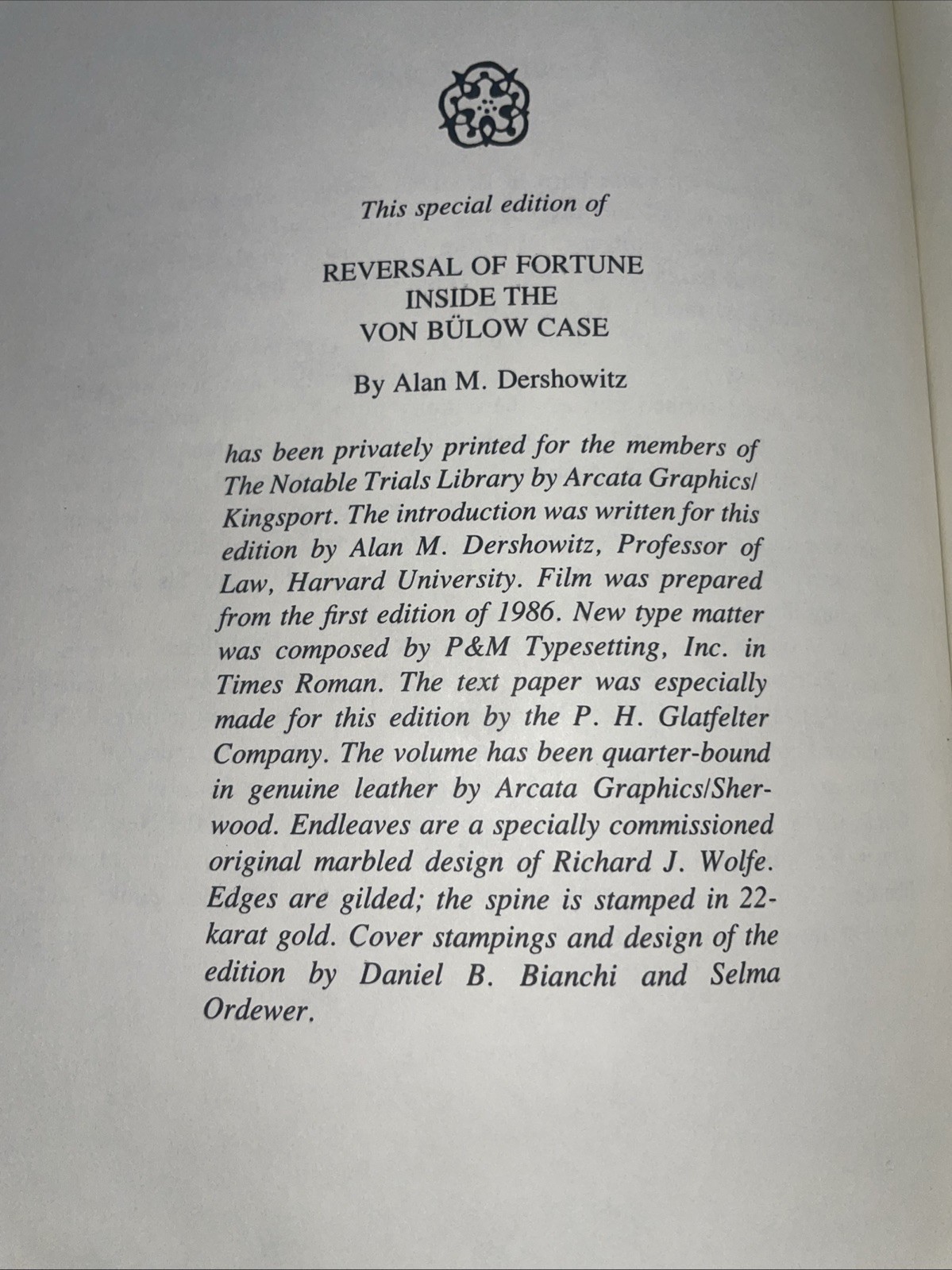 Reversal Of Fortune: Inside The VON BULOW CASE, 1990 The Notable Trials Library