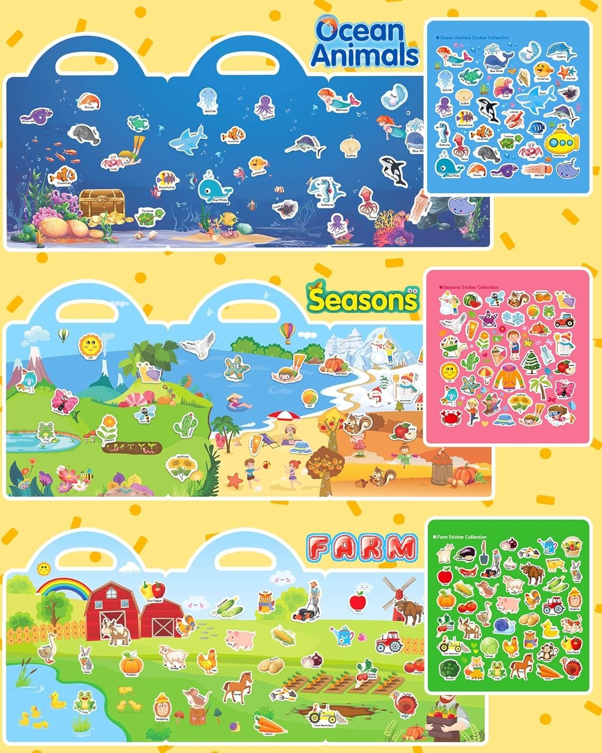 Multicolored Reusable Sticker Set – Fun Themes for Toddlers & Young Children