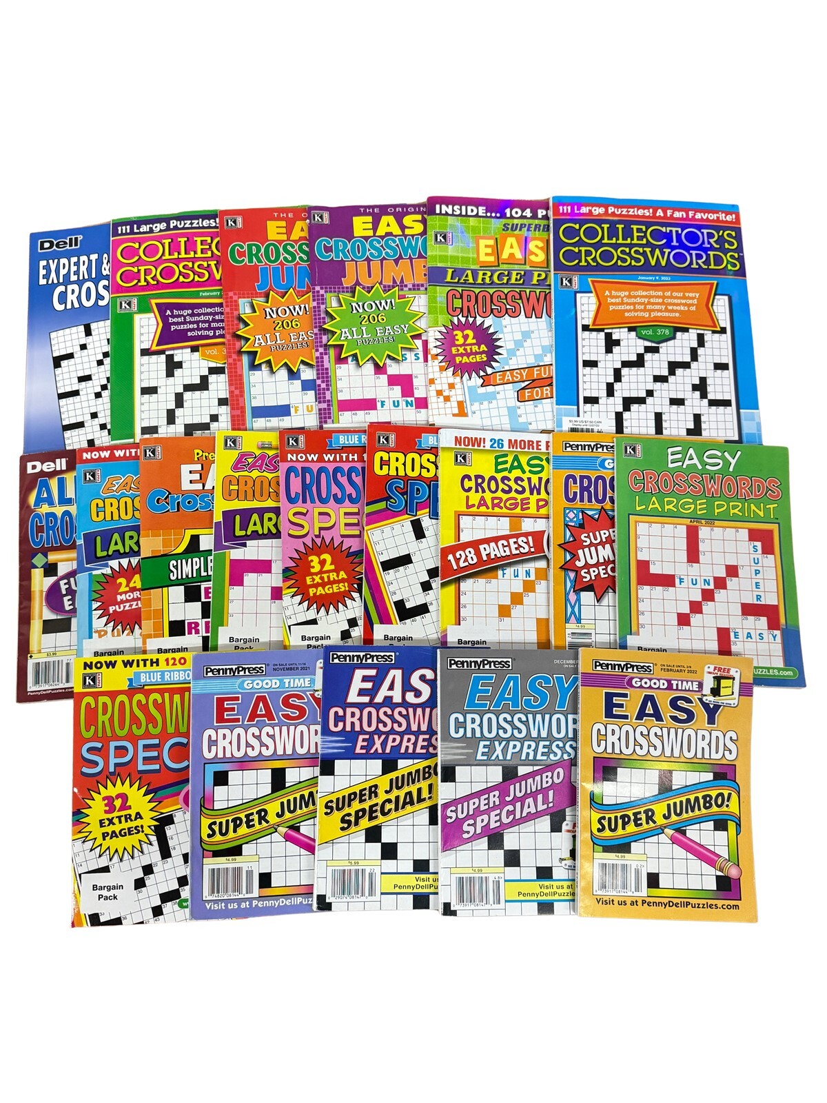 Lot of 10 Crossword Puzzle Books Unsorted Penny Press Dell Kappa Bundle