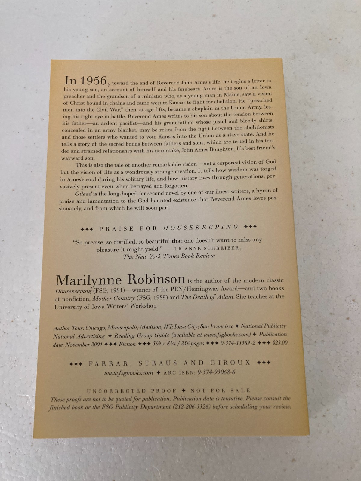 Marilynne Robinson Lot: Gilead, Home, Lila Advance Reader&rsquo;s Copies ARCS