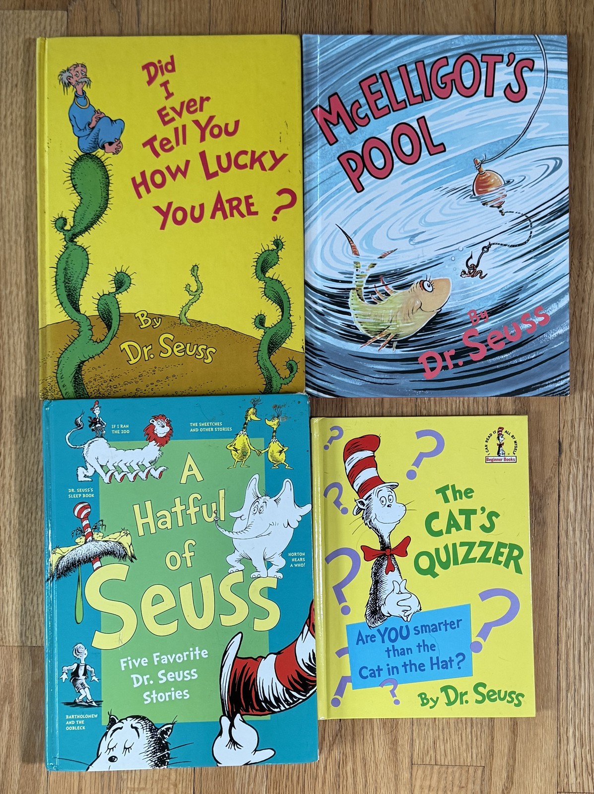 Lot 4 Vintage DR SUESS books McElligot&rsquo;s Pool Cat&rsquo;s Quizzer Did I Ever Tell You