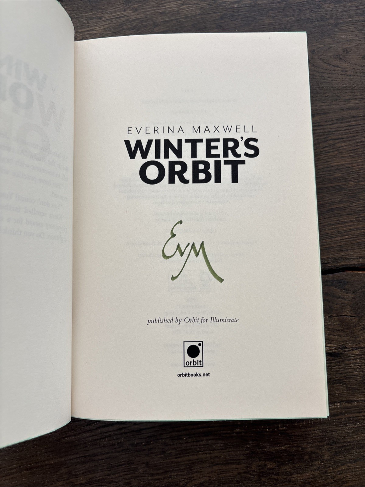 Winter&rsquo;s Orbit by Everina Maxwell (Special Green Pages + Signed) Hardcover￼