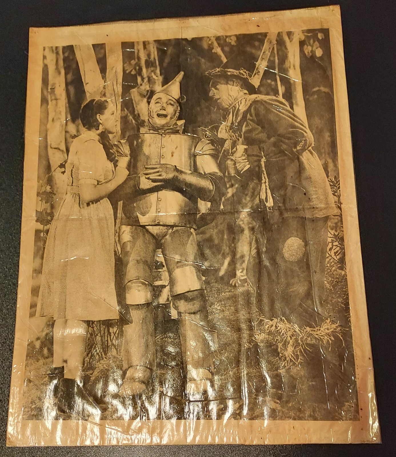WIZARD OF OZ Very Old Newspaper Pic Mounted on Cardboard Laminated 17.5×23&Prime; Good
