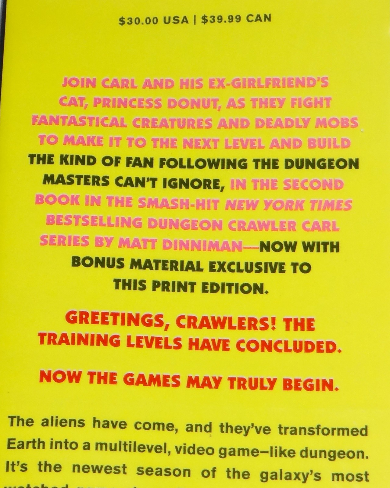 Matt Dinniman SIGNED Carl&rsquo;s Doomsday Scenario Dungeon Crawler 2 Hardcover Editio