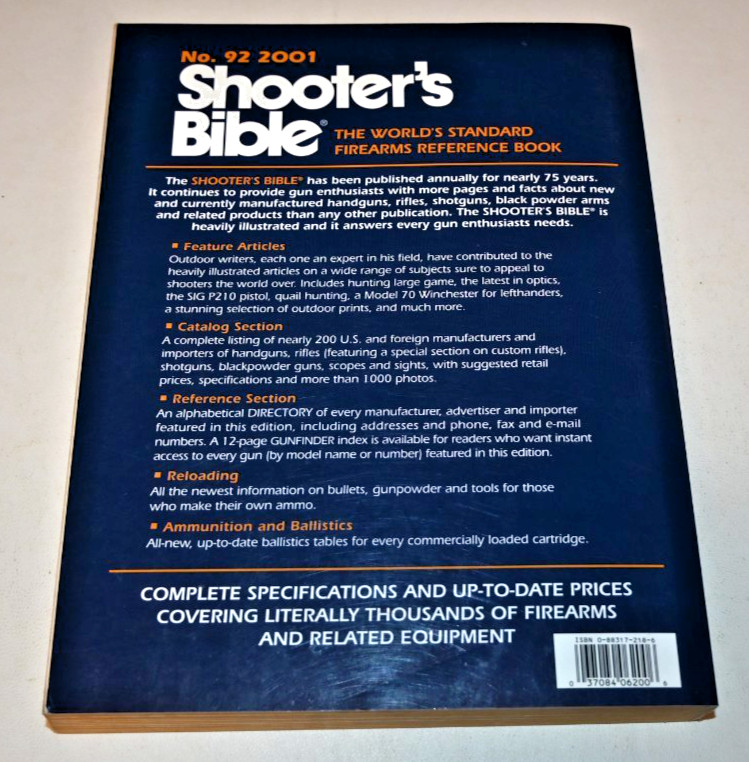 Shooter&rsquo;s Bible No. 92 2001 Edition by Bill Jarrett 576 Pages