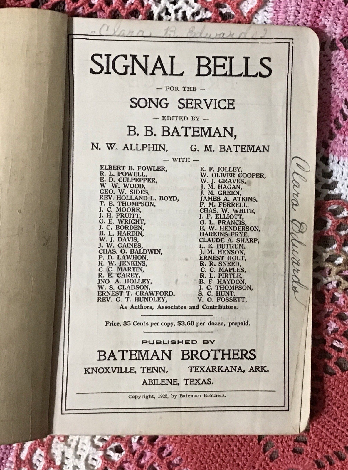 (3) books 1920&rsquo;s Gospel Songs, Shape Notes, published by Bateman Brothers