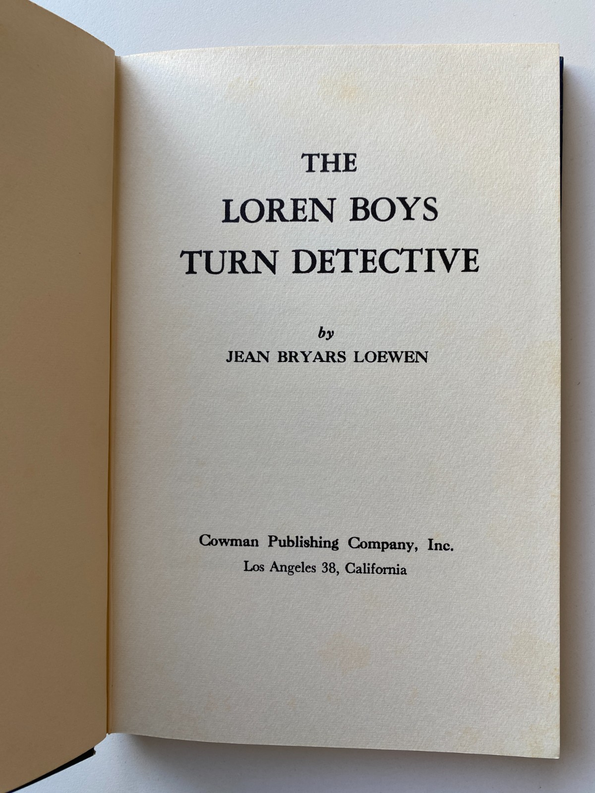LOREN BOYS TURN DETECTIVE~Jean Loewen~1963 HC~CHILDREN&rsquo;S CHRISTIAN STORY~