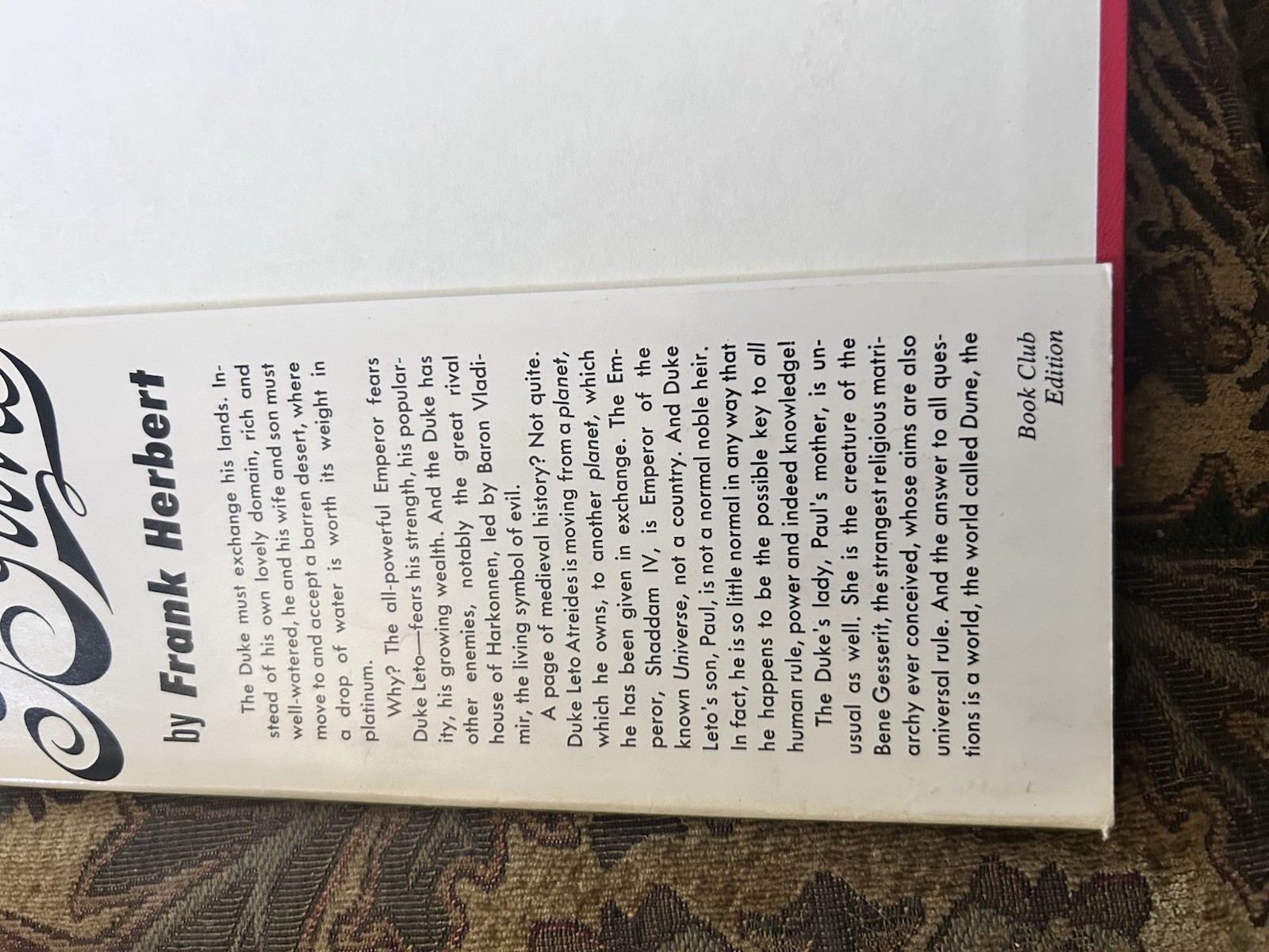 Frank Herbert, Dune. HC/DJ. Book Club Edition, 1965. Gutter Code 31N.