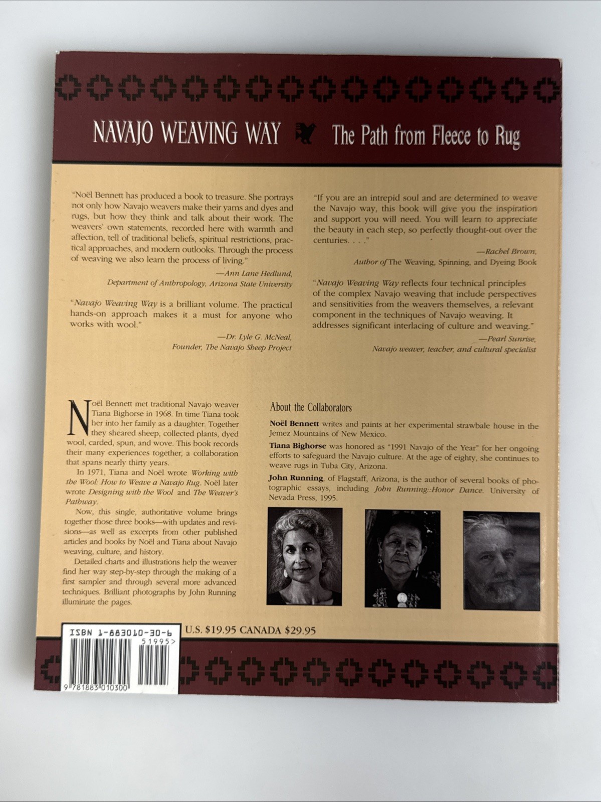 Navajo Weaving Way Fleece to Rug Noel Bennett Tiana Bighorse Weaving Book