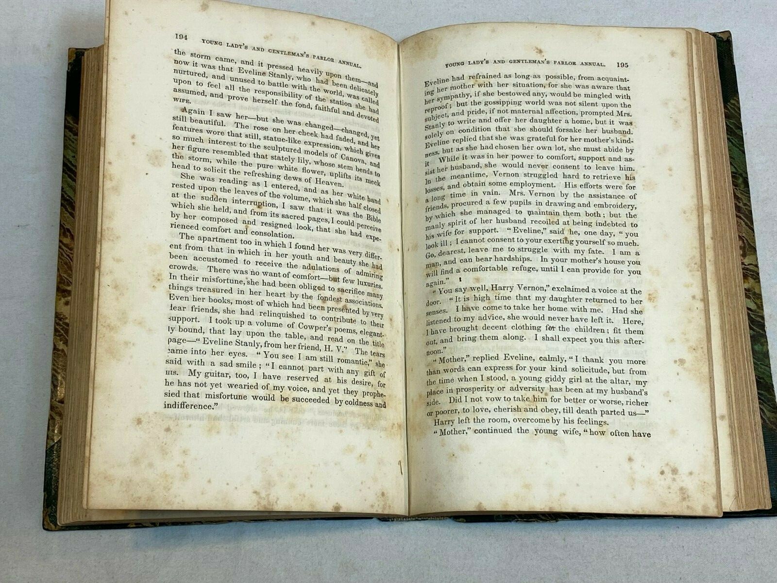 The Youth&rsquo;s Parlor Annual 1844 Antique Book Christian Family Magazine Leather