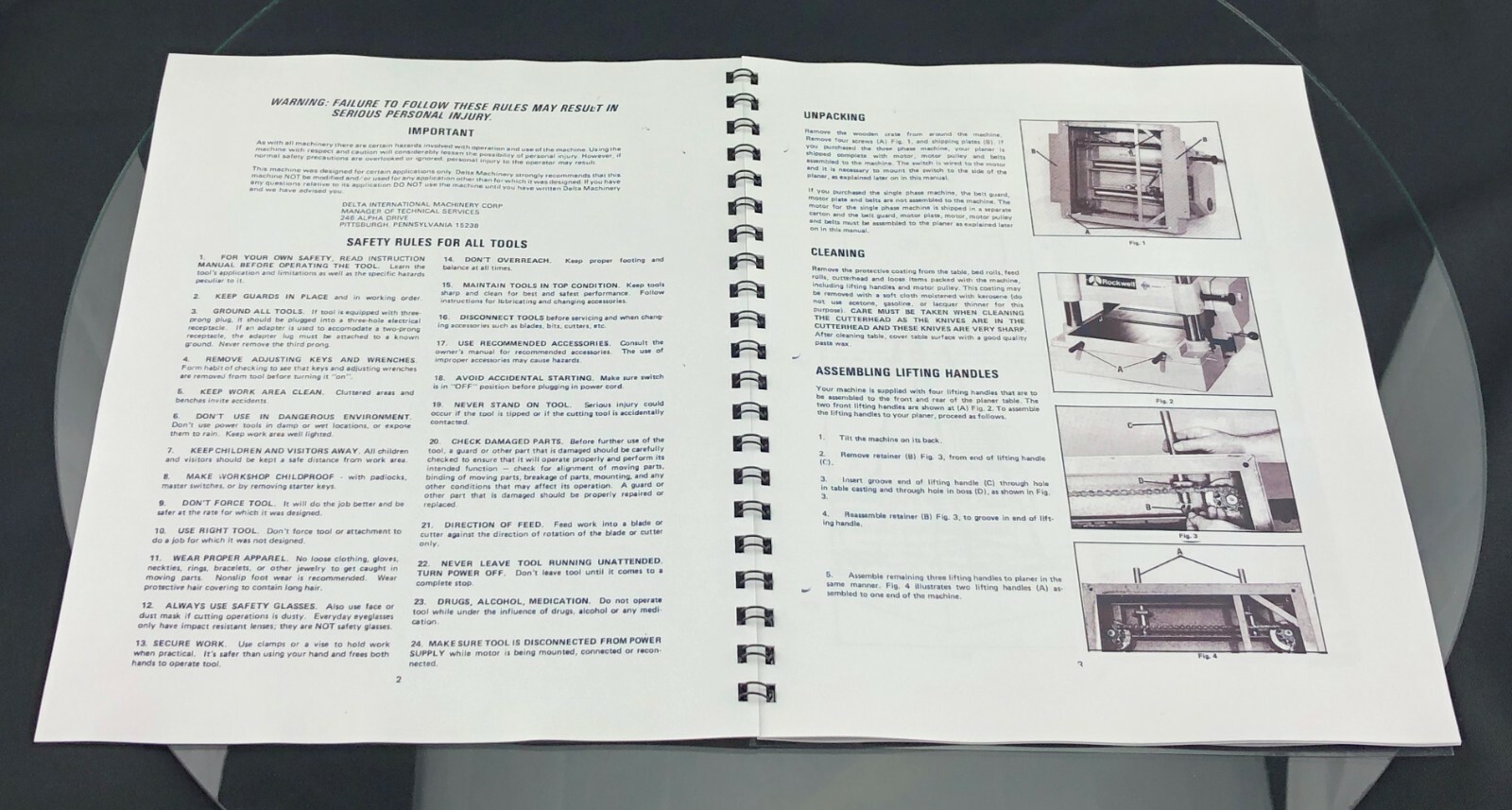 Delta 22-650 RC-33 Instruction Manual User Guide For 13&Prime; Planer Coil Bound