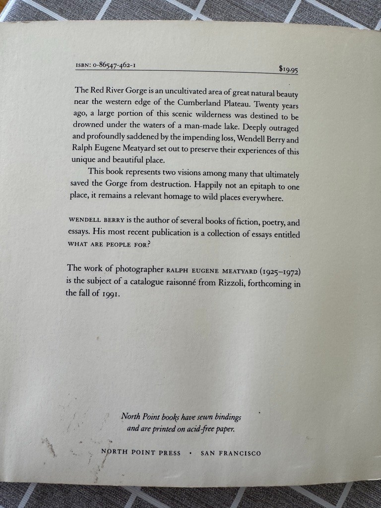 The Unforeseen Wilderness, Kentucky&rsquo;s Red River Gorge, Wendell Berry, 1991