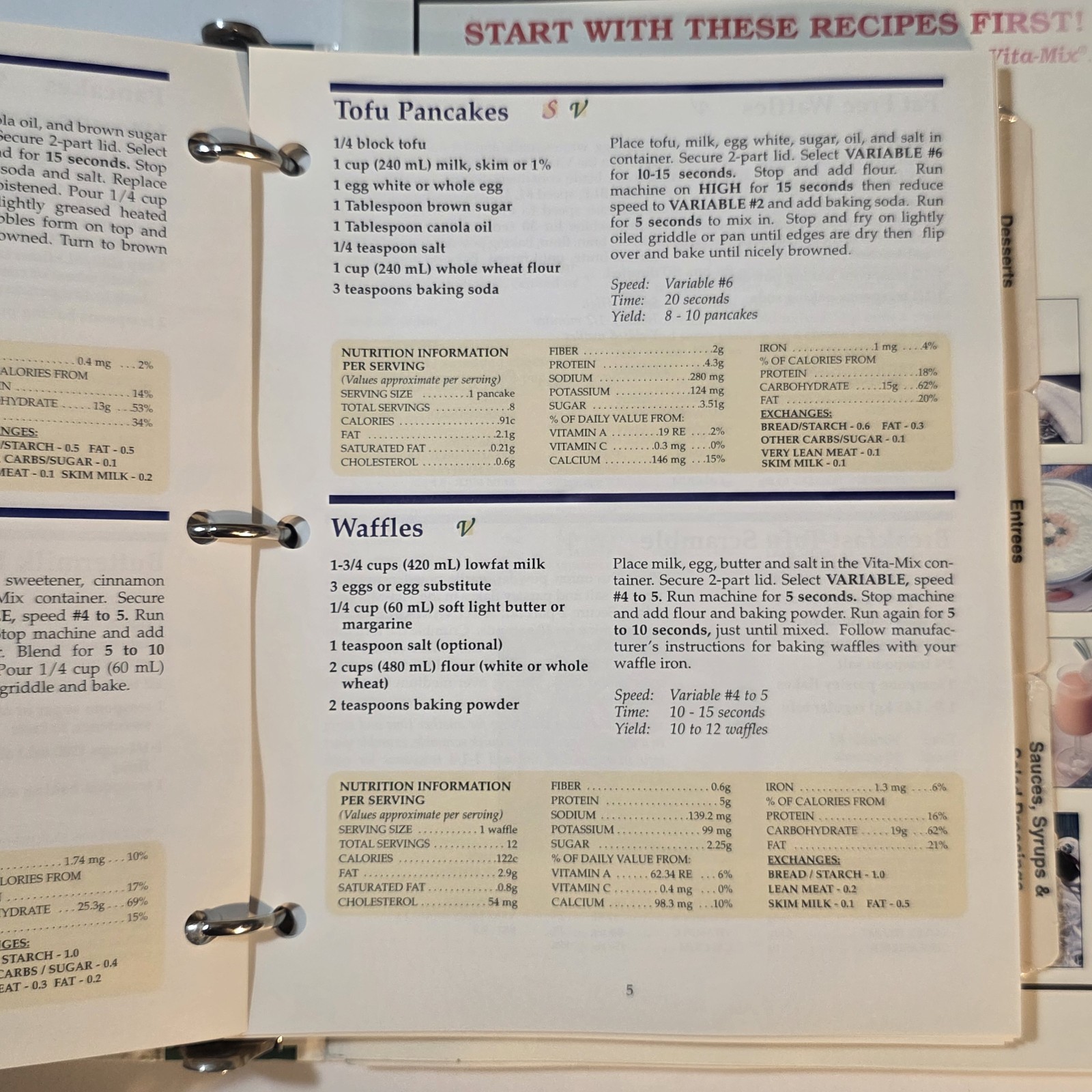 Vita-Mix Whole Food Recipes 3-Ring Binder and Owner&rsquo;s Manual 2000 USA