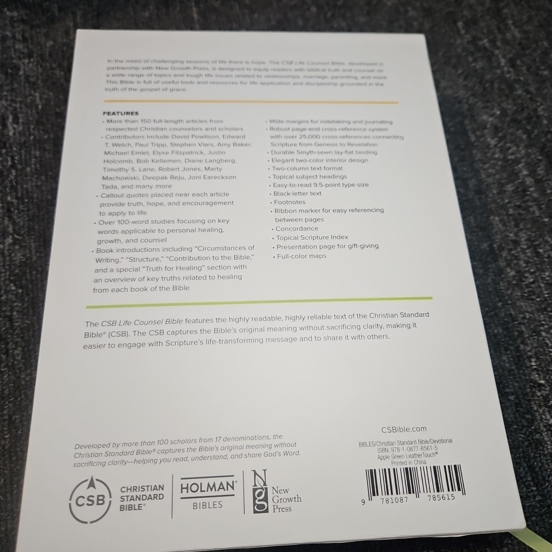 CSB Life Counsel Bible, Apple Green LeatherTouch