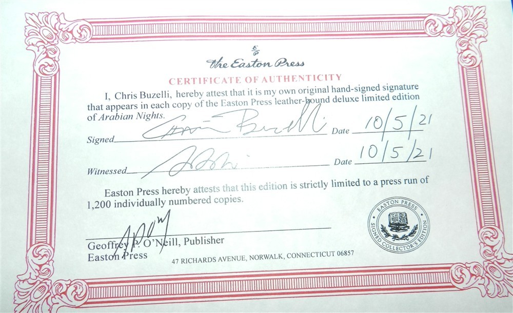 The Arabian Nights Deluxe Edition #144/1200 Signed Chris Buzzelli Easton Press