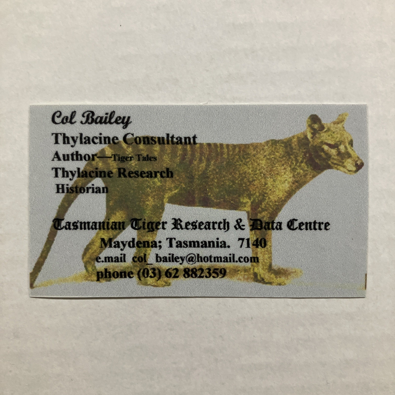 TIGER TALES Stories of the Tasmanian Tiger Col Bailey 2001 SC