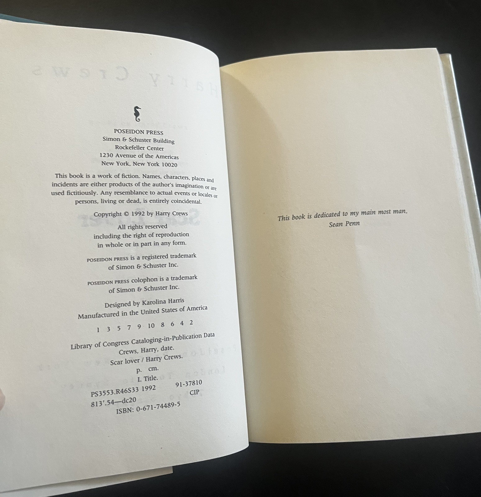 Scar Lover – by Harry Crews – 1st Edition Hardcover
