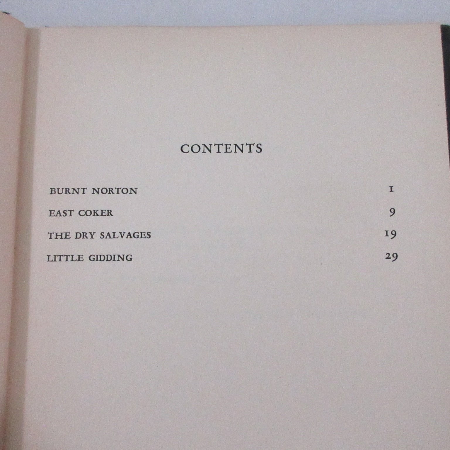 Four Quartets T. S. Eliot 1943 Poetry Harcourt Brace & Co 4th Printing