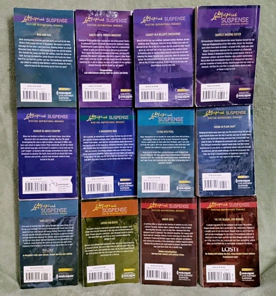 Lot of 12 Love Inspired Suspense LARGER PRINT Books Christian Mystery FD-3