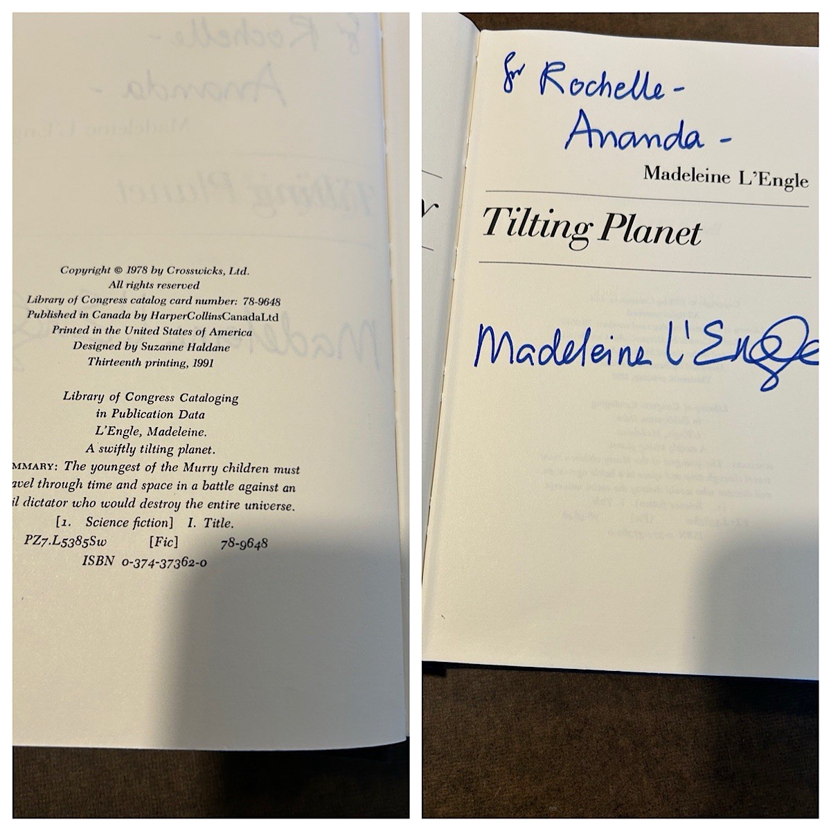 SIGNED!! A SWIFTLY TILTING PLANET Madeleine L&rsquo;Engle First Ed. 13th Print 1978