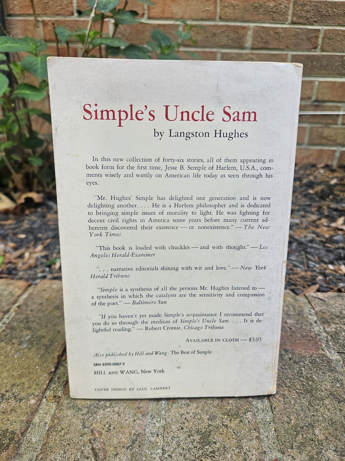 Langston Hughes 3rd Edition 1967 « Simple&rsquo;s Uncle Sam », Hill And Wang, Softcover