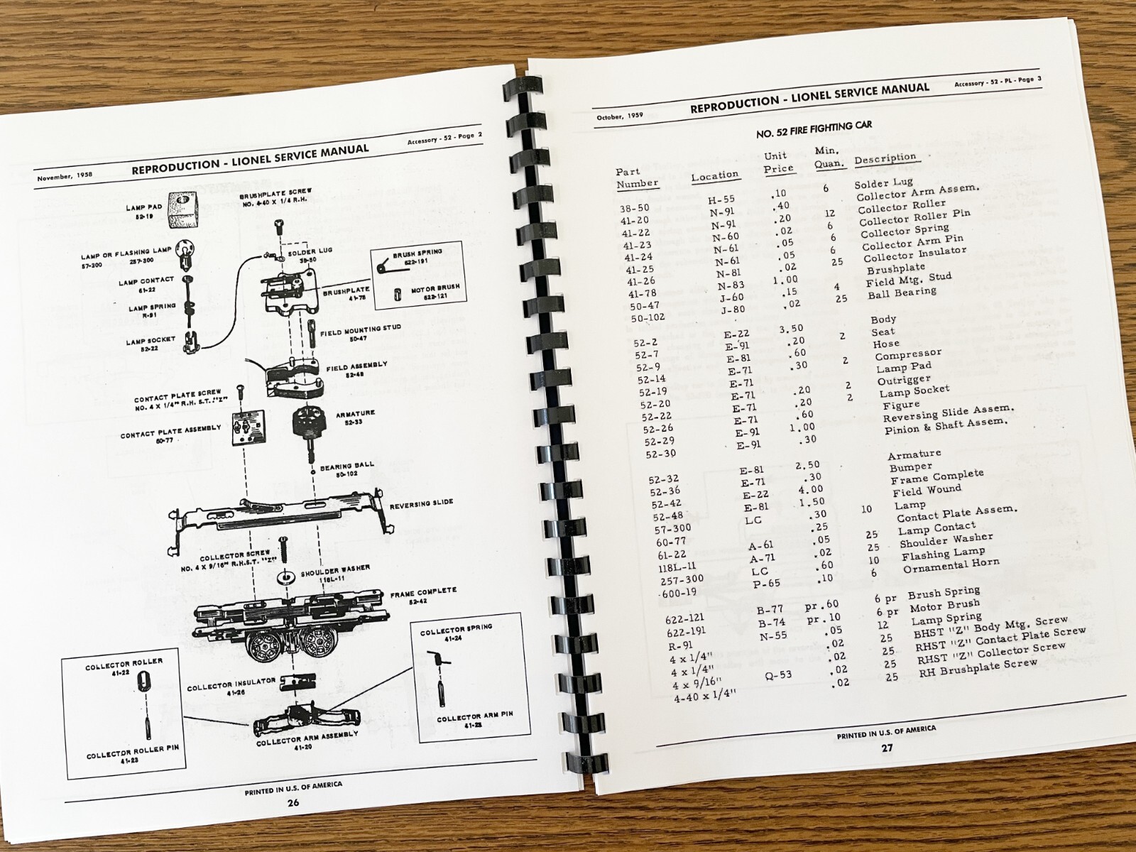 Lionel – Reproduction Factory Service Manuals Bundle of All Four Manuals