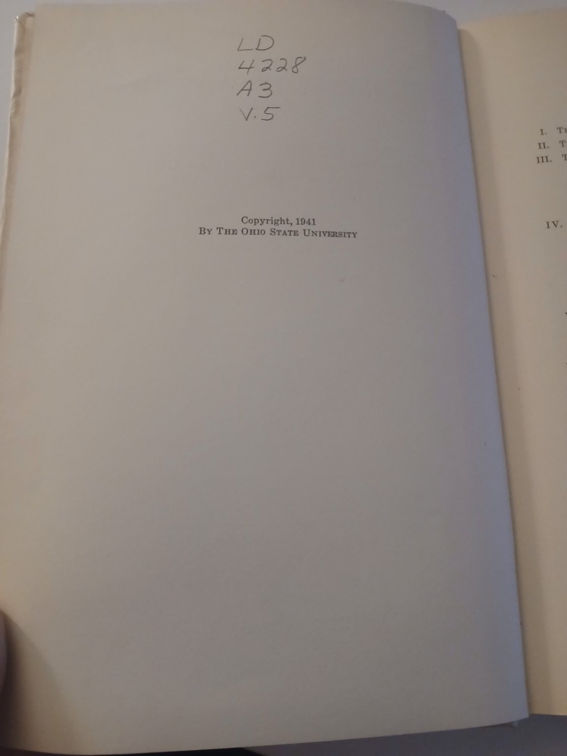 History of The Ohio State University Volume V 1941 Illustrated Ohio State Press