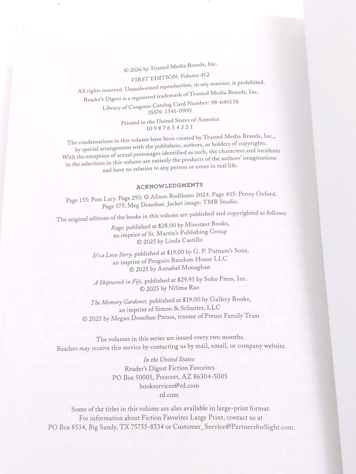 Reader&rsquo;s Digest Fiction Favorites 2026 Volume 412 – Paperback