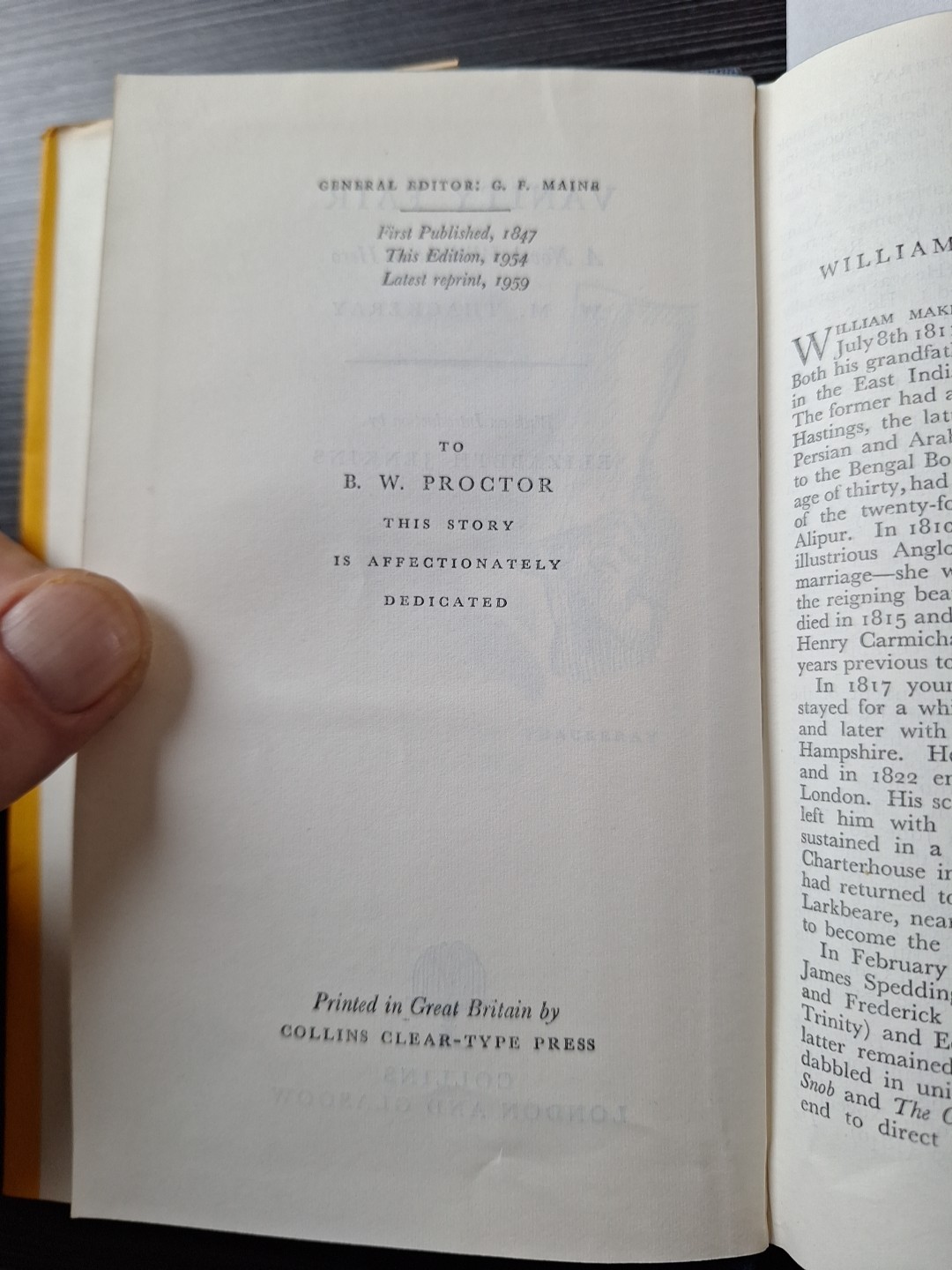 Vanity Fair by W. M. Thackeray 1959 Collins Classics
