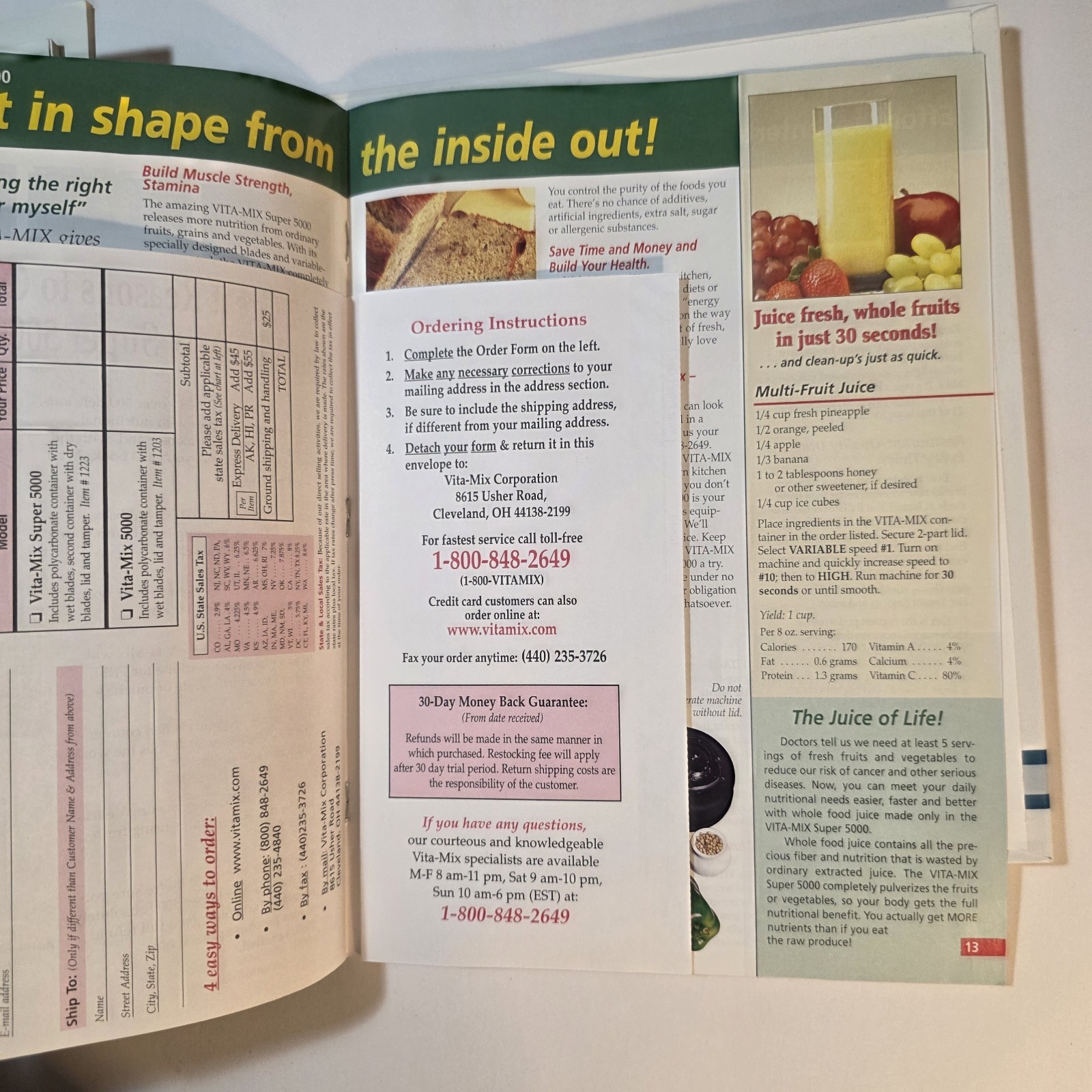 Vita-Mix Whole Food Recipes 3-Ring Binder and Owner&rsquo;s Manual 2000 USA