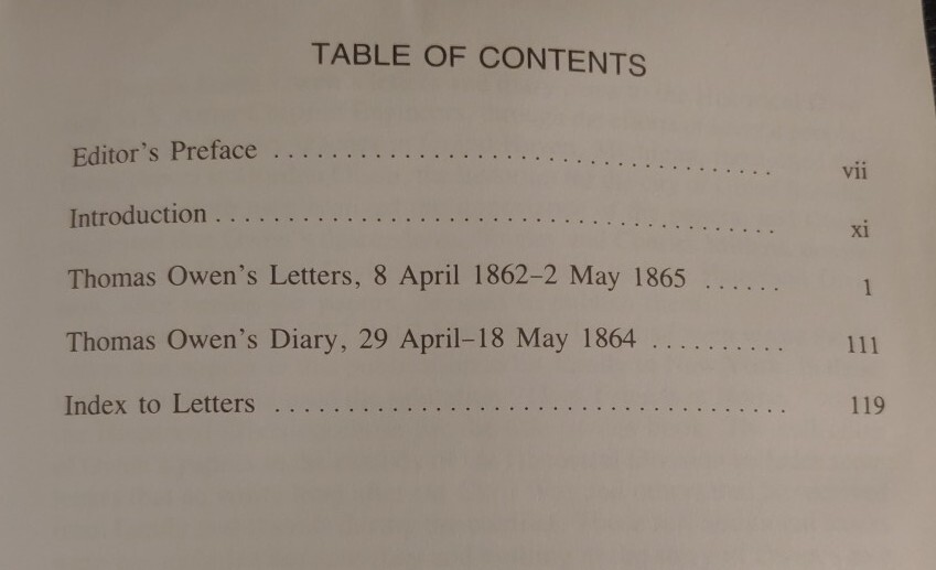 Engineer Historical Studies #4 Letters and Diary of Thomas James Owen Civil War