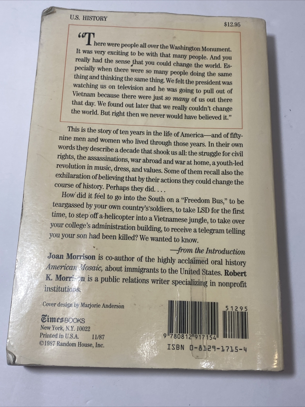From Camelot to Kent State: The Sixties Experience in the Words of Those Who Liv