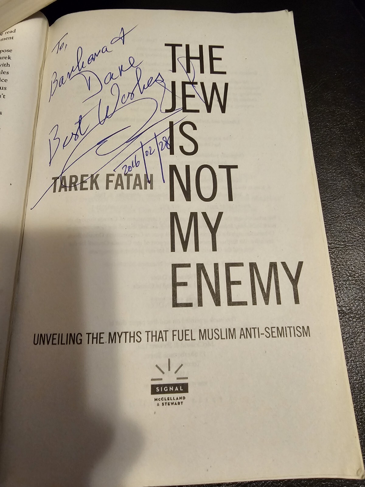 The Jew Is Not My Enemy Paperback Book By Tarek Fatah Signed