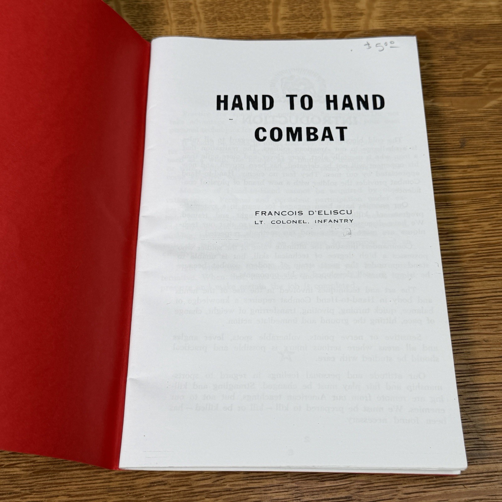 Original Hand to Hand Combat by Francois D&rsquo;Eliscu Last Word Press Pamphlet Book