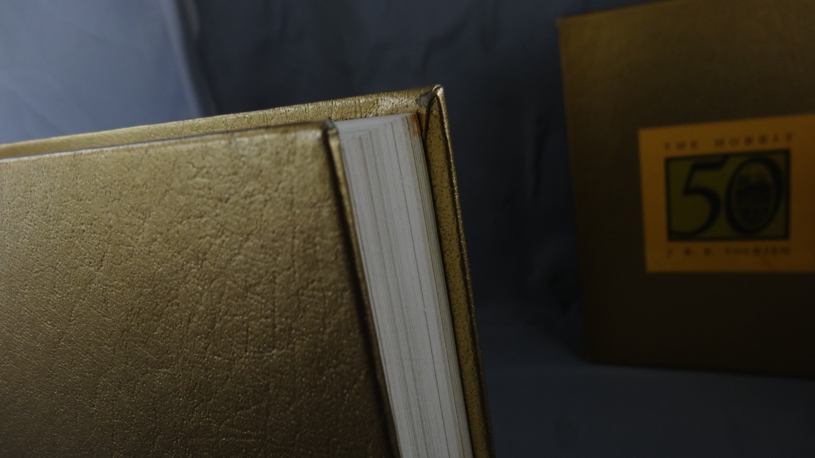 The Hobbit by JRR Tolkien 50th Anniversary Gold Hardback Edition Slip Case READ