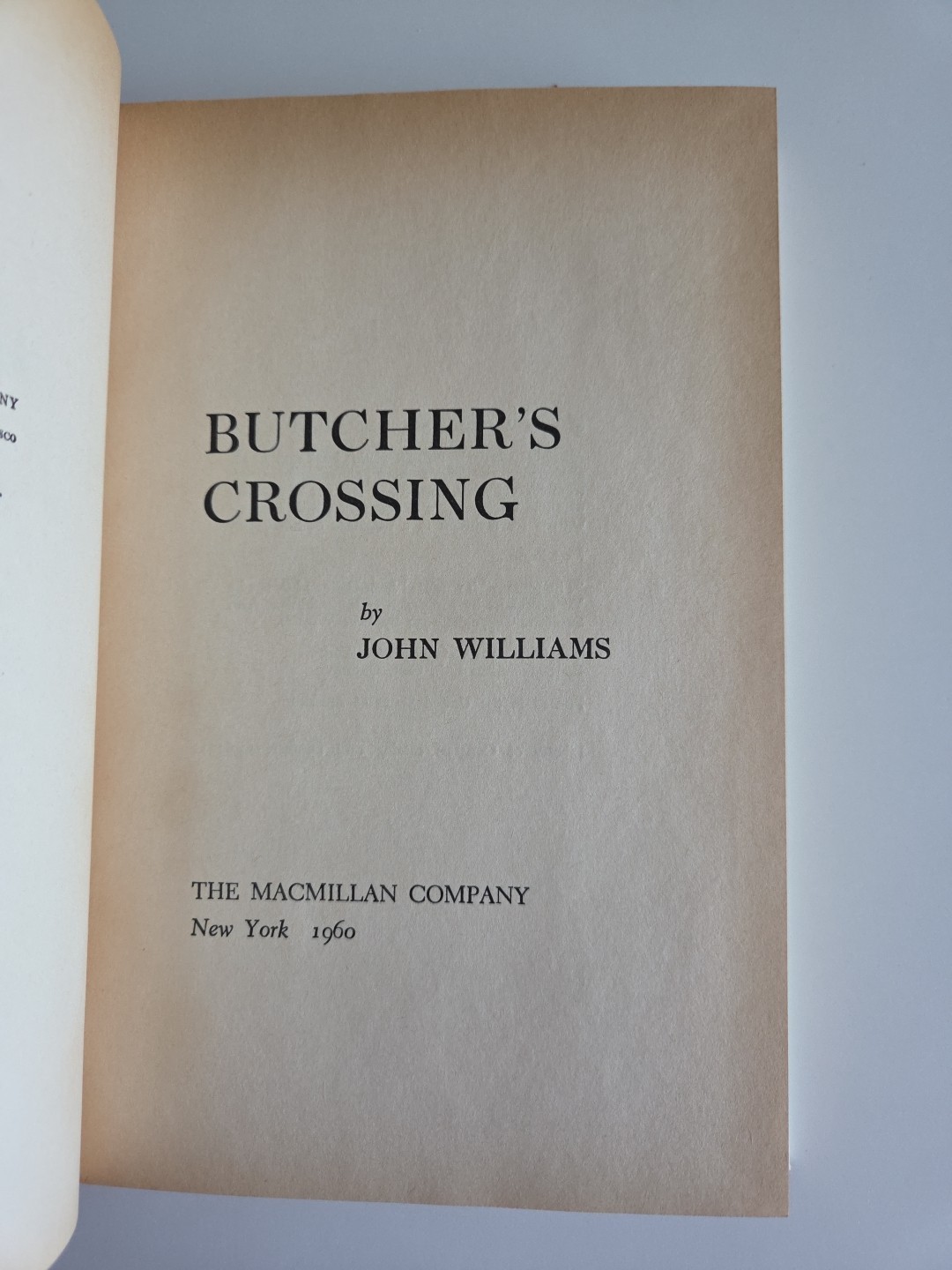 Butcher&rsquo;s Crossing John Williams 1960 First Edition First Printing