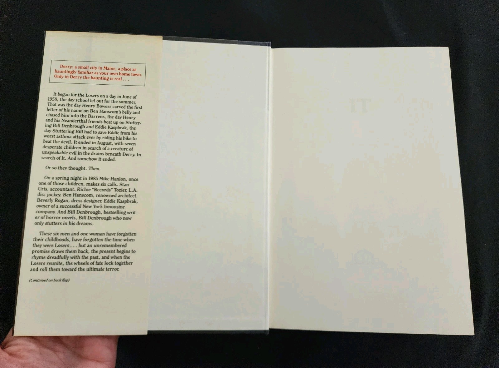 Stephen King- « It » Hardcover Book 1986 Viking Penguin Group *Read Description*