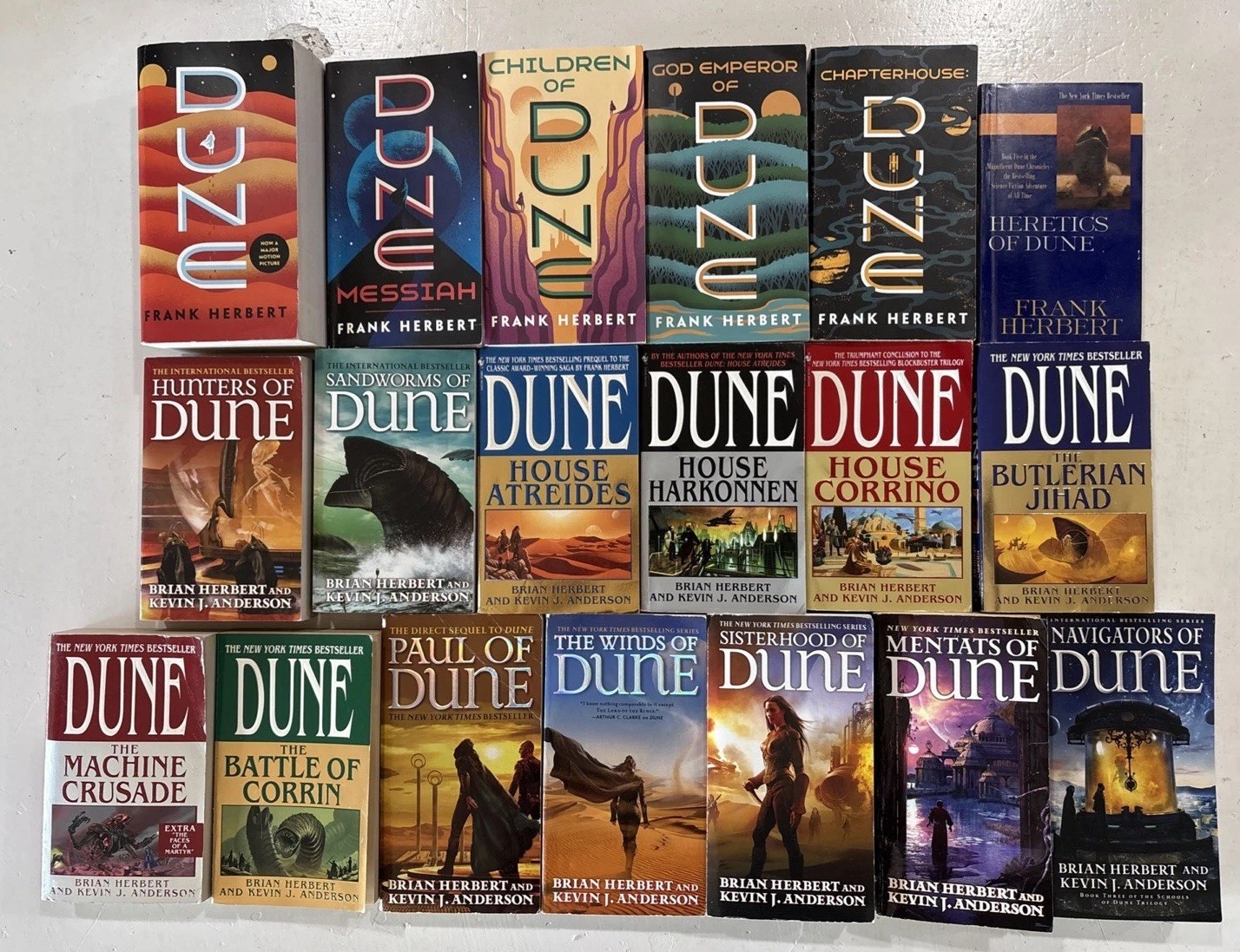 19 Book Lot Complete DUNE Series by Frank & Brian HERBERT Paperback Set
