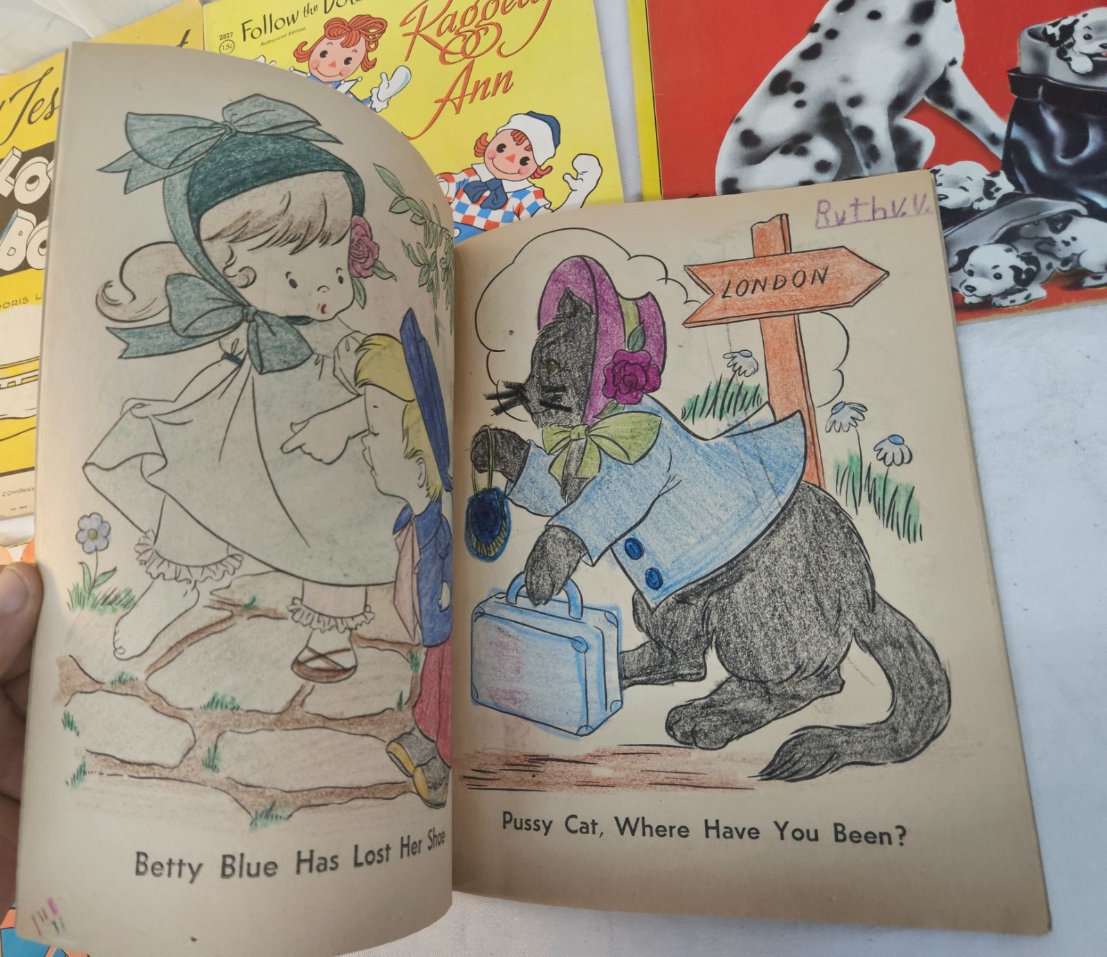 Lot of 10 Vintage USED Children&rsquo;s Coloring Books 1950&rsquo;s-60s Era in Nice Shape