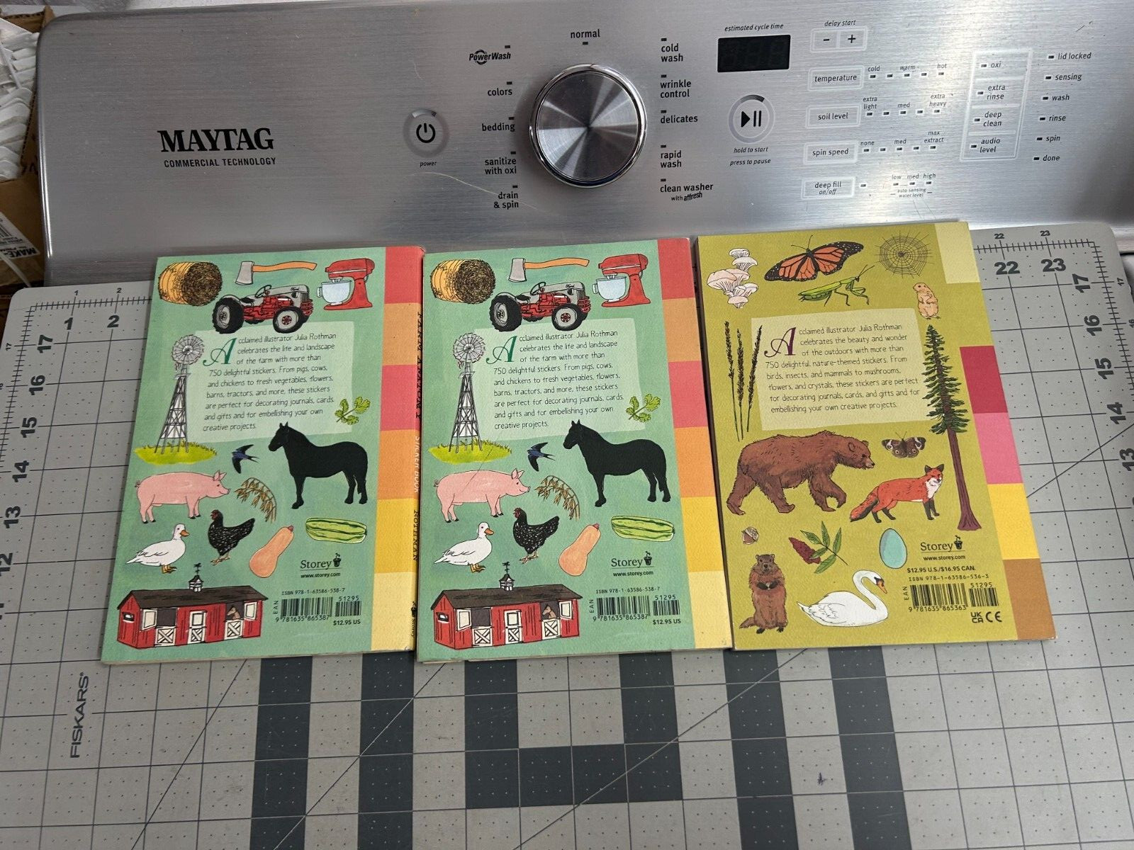 New 3-pack lot Farm Nature Anatomy Sticker Book Julia Rothman Cows Chickens Corn