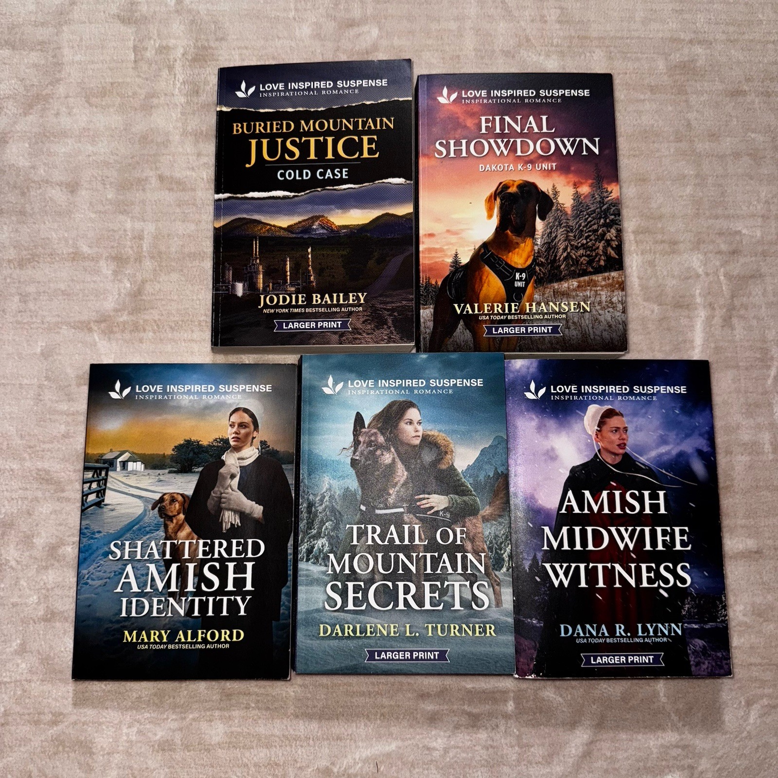 5 Love Inspired Suspense Paperback Book Amish K-9 Mystery Romance Larger Print