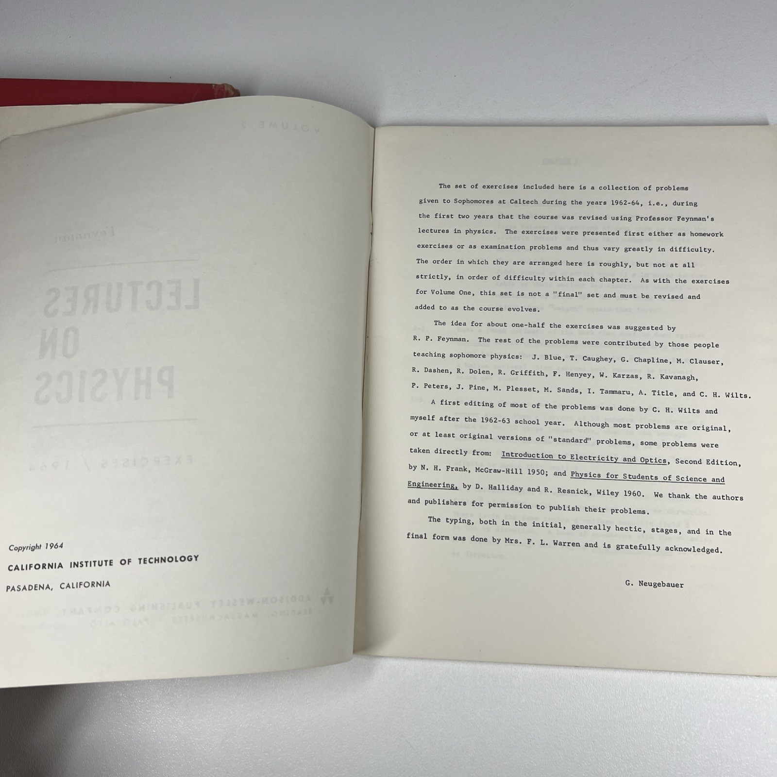 Feynman Lectures on Physics Vol III Quantum Mechanics PLUS Vol 2 Exercises 1960s