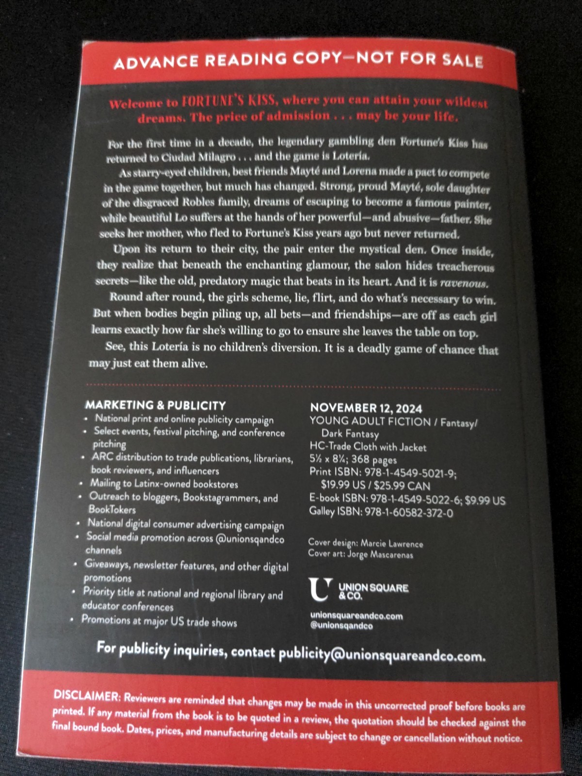 Uncorrected Proof -Fortune&rsquo;s Kiss by Amber Clement PB ARC