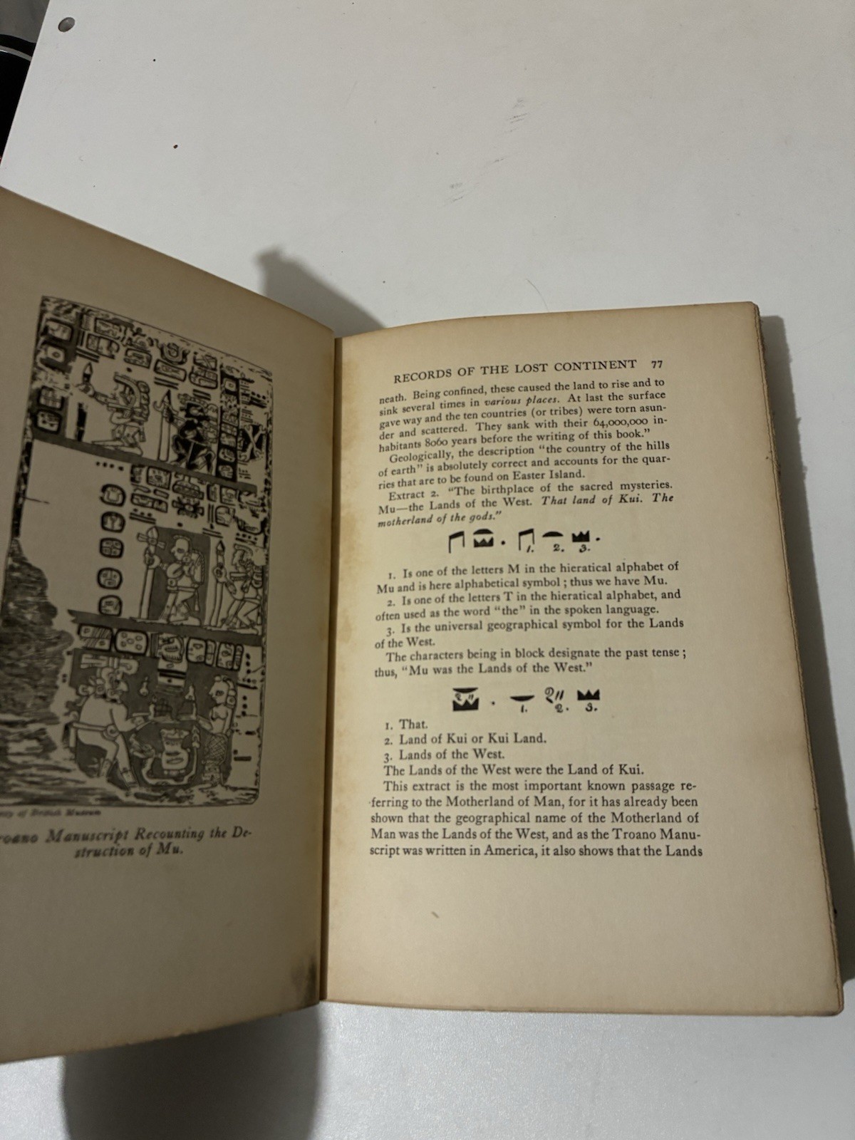The Lost Continent of Mu James Churchward hardcover 4th printing 1933
