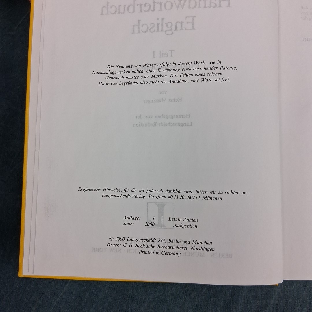 Langenscheidts Handwörterbuch Englisch German-English Bilingual Dictionary