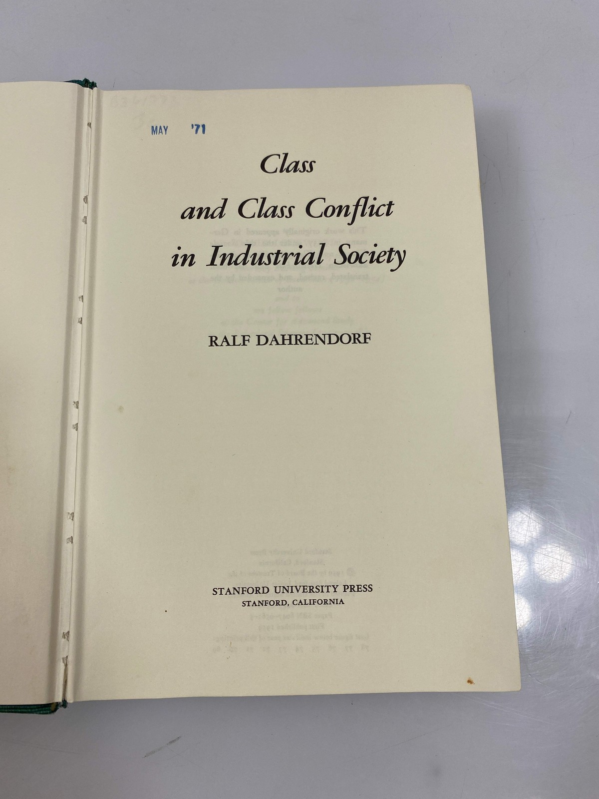 Class and Class Conflict by Ralf Dahrendorf Ex-library 1959 HC