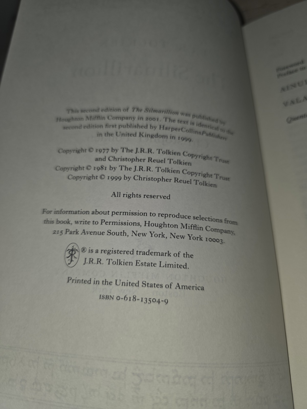 J.R.R. Tolkien The Silmarillion Second Edition Hardcover by Christopher Tolkien