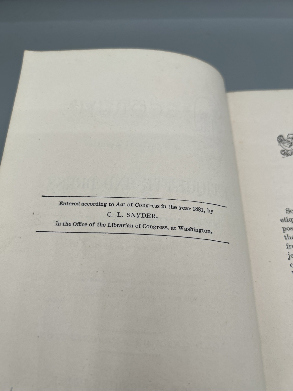 DECORUM 1881&rsquo;s A PRACTICAL TREATISE ON ETIQUETTE AND DRESS of the Best American