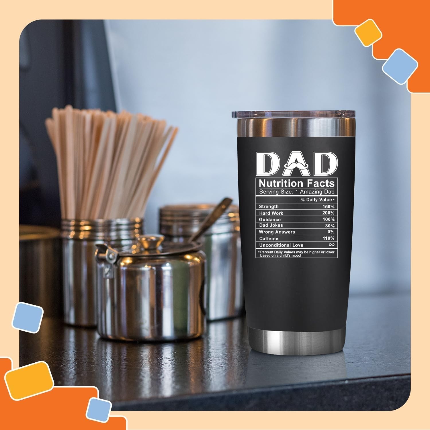 Humorous 20 Oz Tumbler for Dad – Break-Resistant, BPA-Free, Birthday Essential