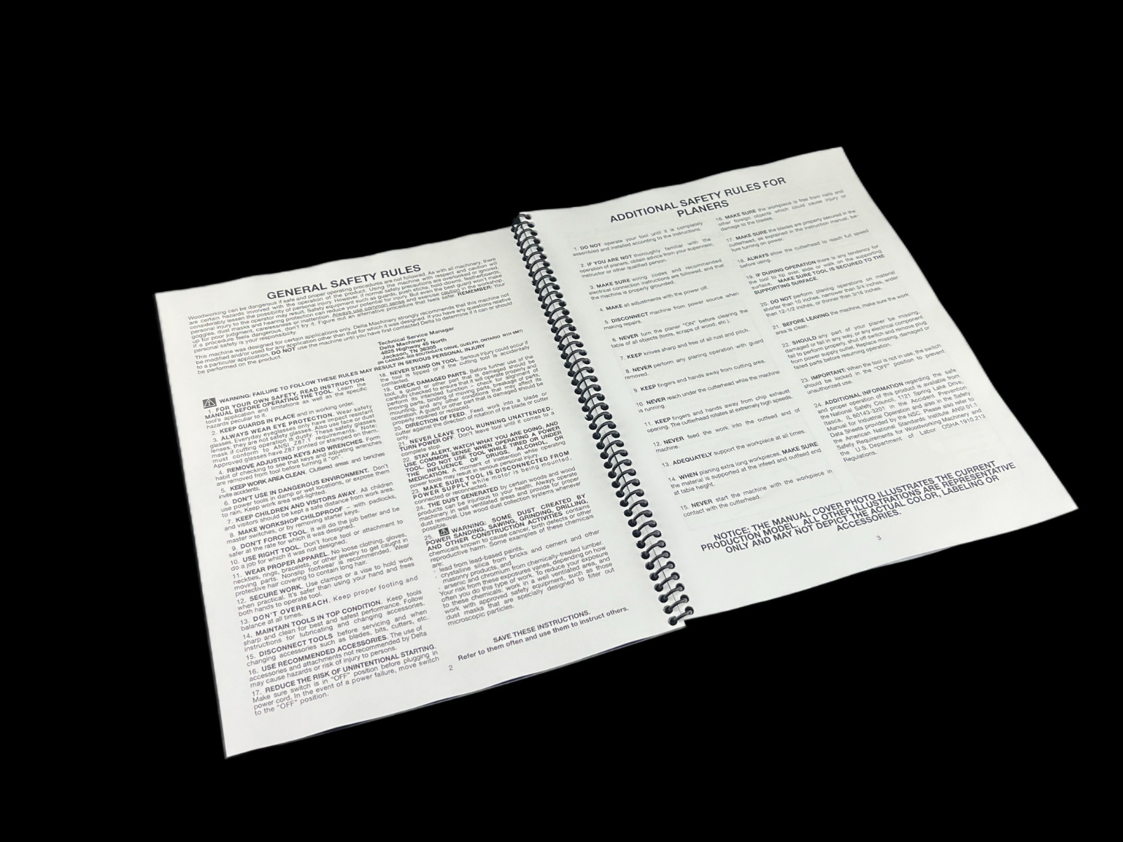 Delta 22-560 22-565 Instruction 12 1/2&Prime; Portable Planer Manual User Guide COIL